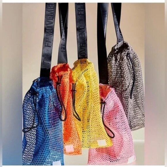 Free People FP Movement Mini Mesh Sling Bag Neon Orange NEW Double Bag - Picture 2 of 7